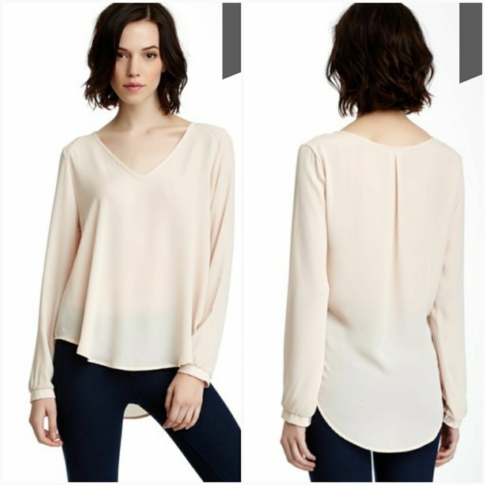 LushSheer Woven Long Sleeve Blouse (Juniors)